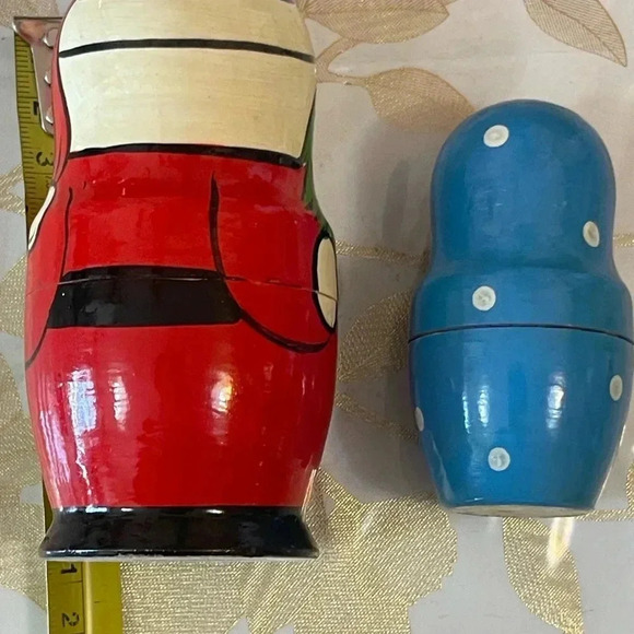 USSR Christmas Dolls Vintage 2 Piece Hand Painted carved Wood - Picture 4 of 6